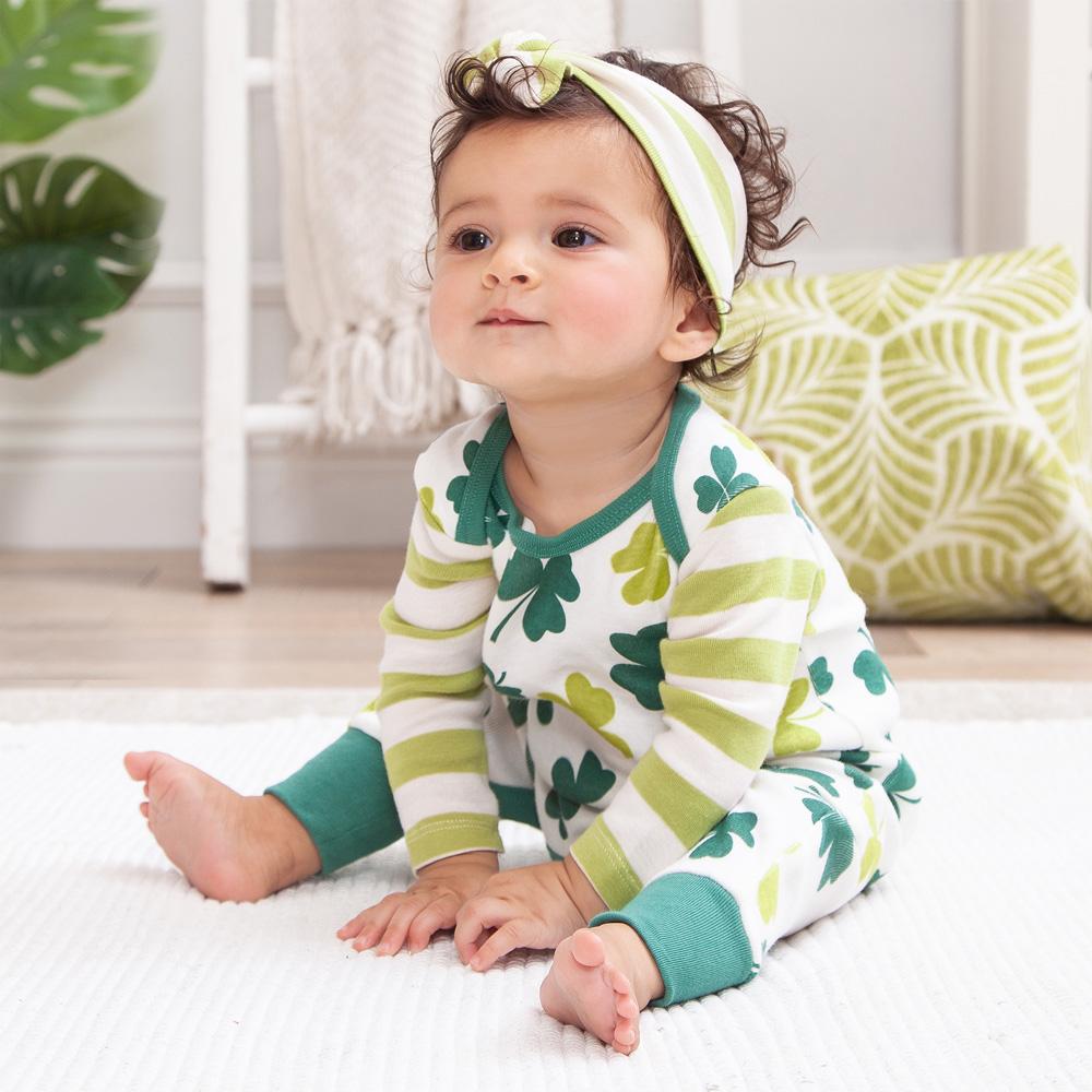 Baby's St. Patty's Shamrocks & Clovers Cotton Romper