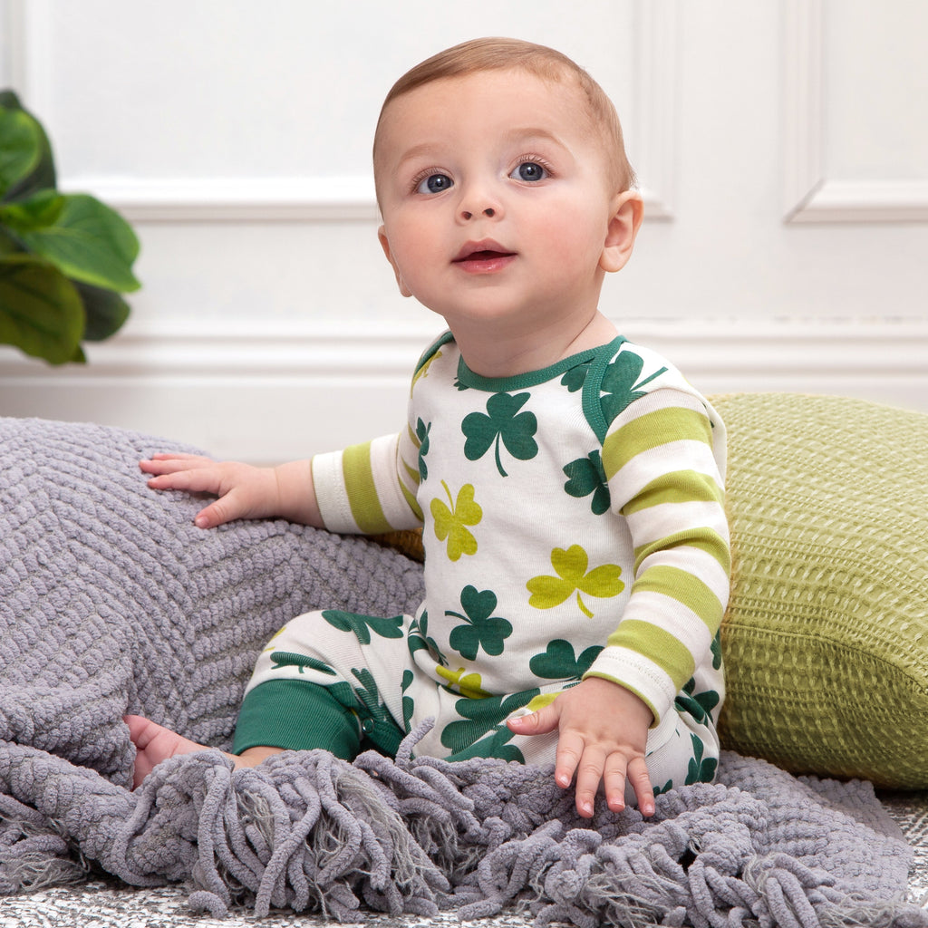 Baby's St. Patty's Shamrocks & Clovers Cotton Romper