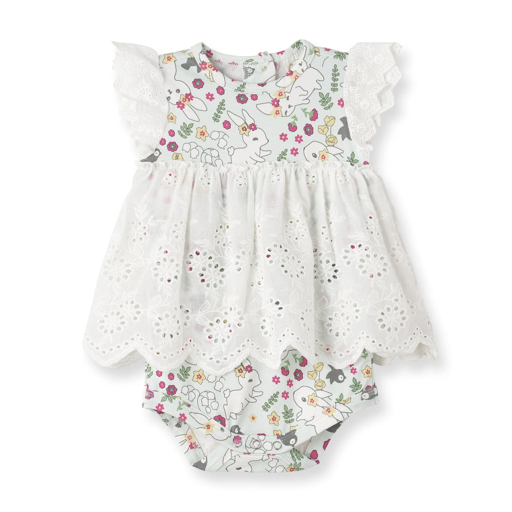 Baby Girl's Cottontail Garden Bamboo Skirted Bodysuit