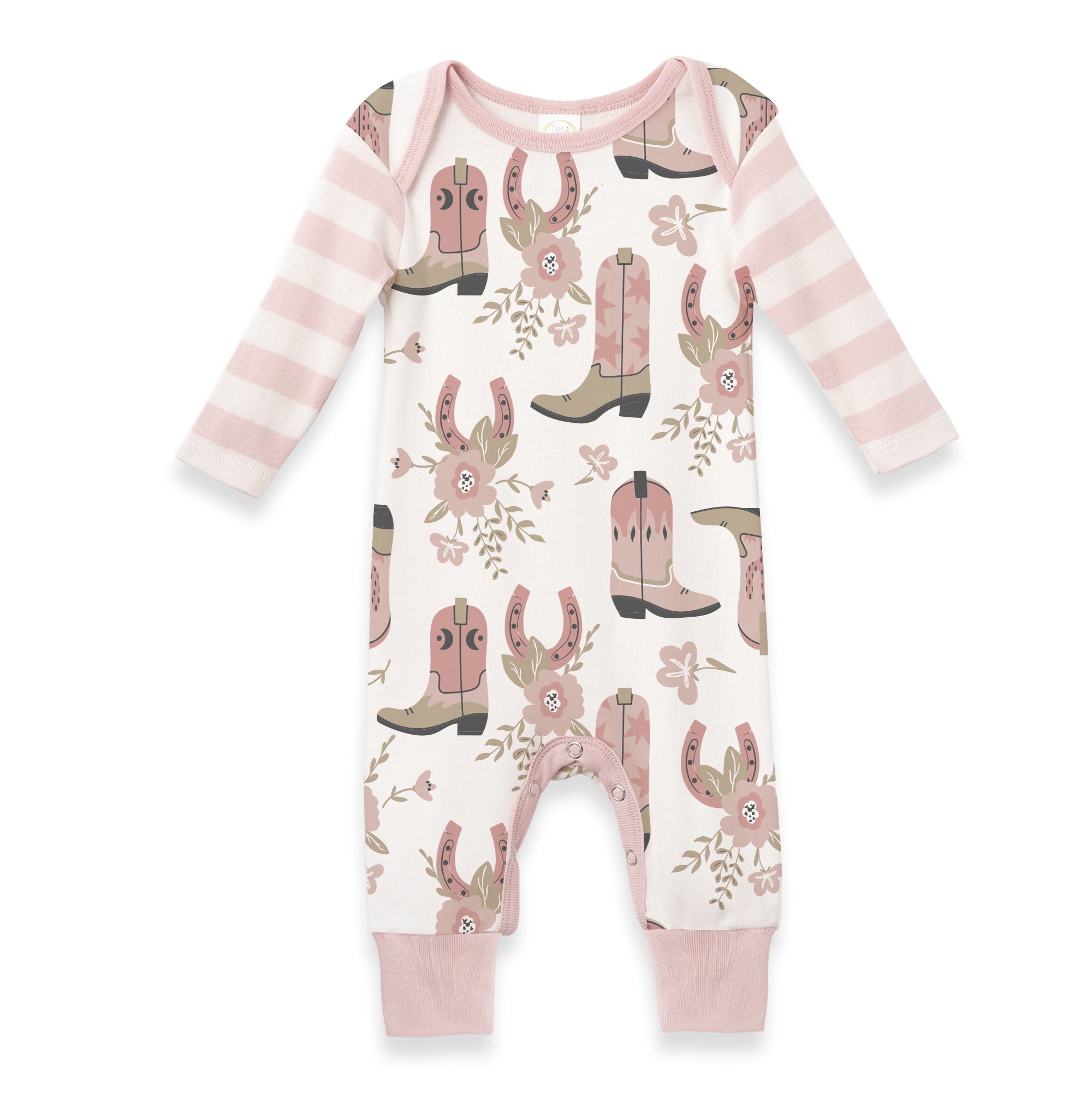 Western Cowgirl Boots Baby Cotton Romper