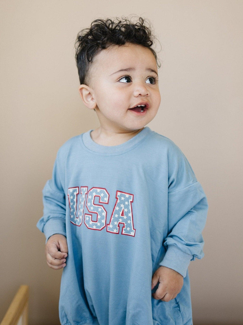 USA Star Bamboo Sweatshirt Romper