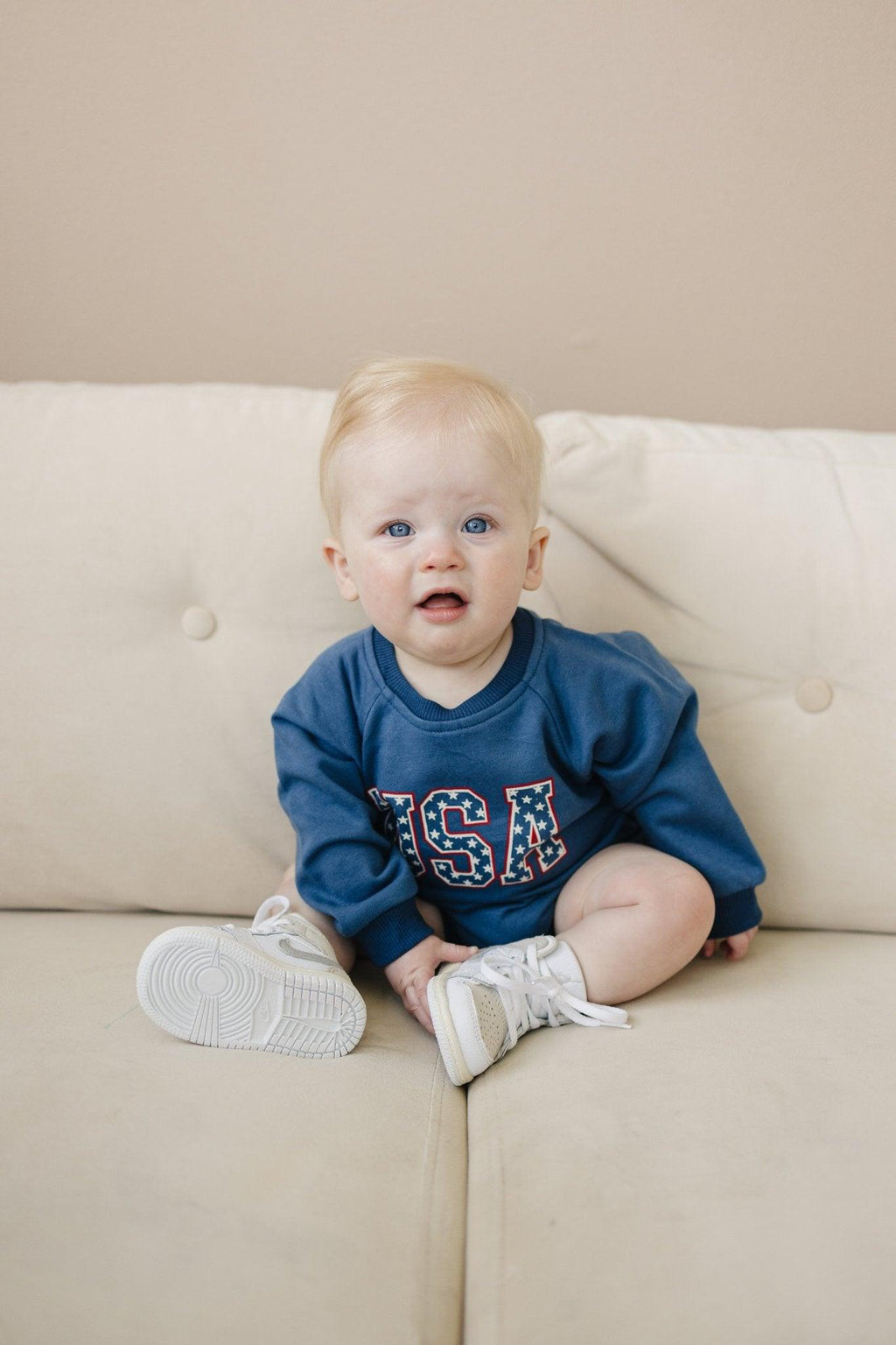 USA Stars Sweatshirt Romper