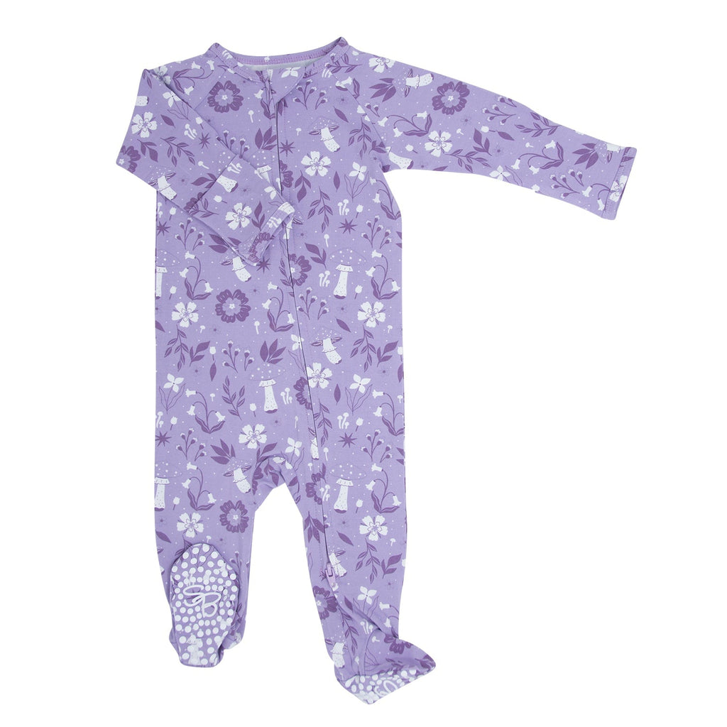 Mushroom Floral Zipper Footie